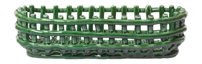 Ferm Living Ceramic Basket Decoratieschaal Emerald Green Oval