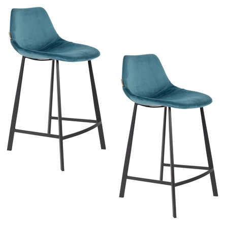 Dutchbone Franky Barkrukken rugleuning 65 cm Blauw - Set van 2 48894