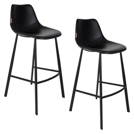 Dutchbone Franky Barkrukken rugleuning 80 cm Zwart - Set van 2 05533