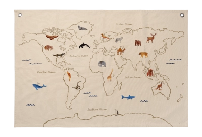 Ferm Living The World Educatief Speelgoed Off-White Textile Map