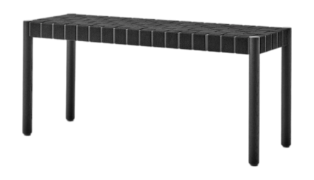 Eetkamerbank &Tradition Betty TK4 Small Black Lacquered Oak Legs Felt Gliders Black linen webbing