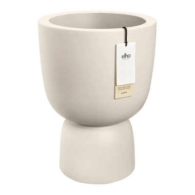 Elho Amber Coupe Round 41 - Linnen wit - L 41 x B x H 58 cm - Binnen en Buiten - 100% gerecycled kunststof