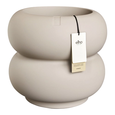 Elho Amber Roll Low 43 - Balanced beige - Ø43 x H 40 cm - Binnen en Buiten - 100% gerecycled kunststof