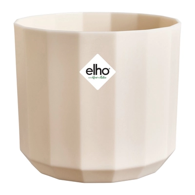 Elho Facet Rond - H 23 x Ø20,6 cm - Binnen - 100% gerecycled kunststof - Amandelroze