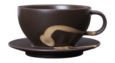 Ferm Living Koyo Kop met Schotel Dark Brown / Buff 360 ml