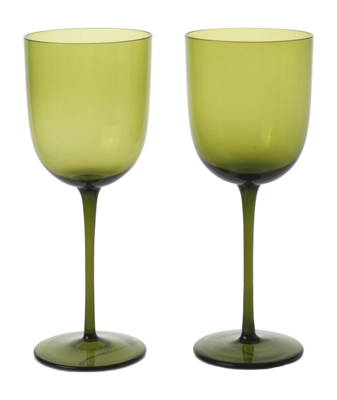 Ferm Living Host Wijnglas Moss Green 300 ml Set van 2 Geschikt voor Witte wijn
