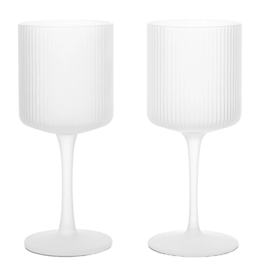 Ferm Living Ripple Wijnglas Witte wijn Witte Frosted 260 ml (Set van 2)