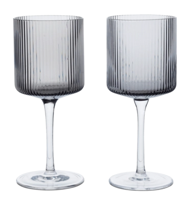 Ferm Living Ripple Witte Wijnglas Smoked Grey 260 ml (Set van 2)